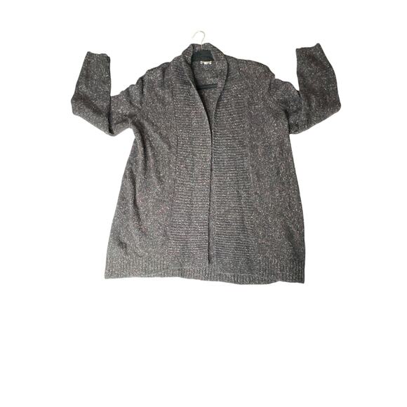 Talbots size 1X cardigan black/multicolor open front wool/nylon/silk office - Picture 1 of 8